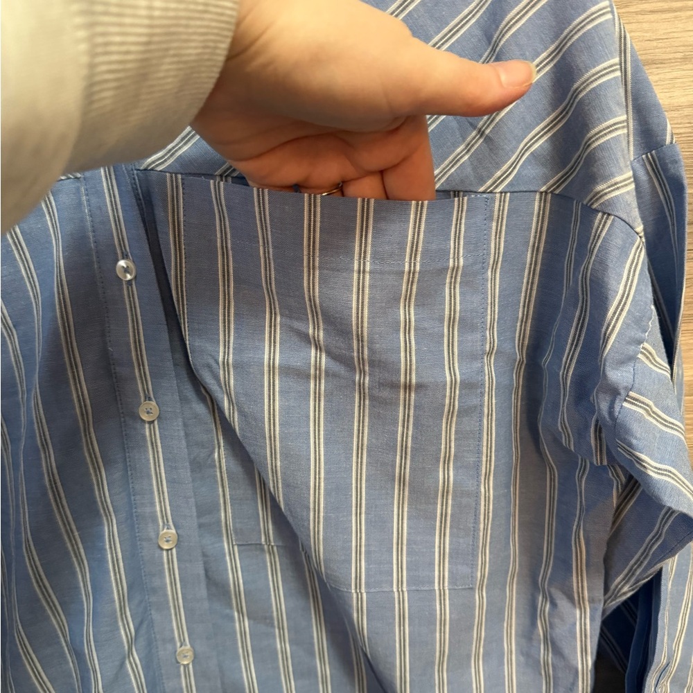 Pilcro Anthropologie blue white striped button down - Picture 2 of 8
